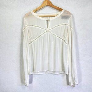 🔥 3/$15 🔥 MinkPink White Cut Out Sheer Long Sleeve Open Back Top Size Med